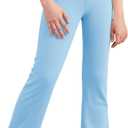 Haloumoning Girls Flare Leggings Kids Casual High Waisted Stretchy Wide Leg Pants Bell Bottoms 5-14 Years