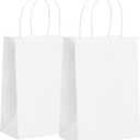 32 Pack Paper Gift Bags with Handles, 5.8"3.2"8.25" Party Favor Bags, Small Goodie Bags Bulk for Birthday, Crafts, Wedding, Party Supplies (Holy White)