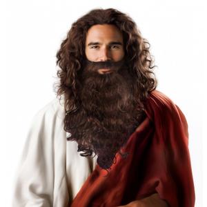 MCJC Biblical Costume Long Brown Wig and Beard Set, 18.1 inch Length, Halloween Religious Role Play