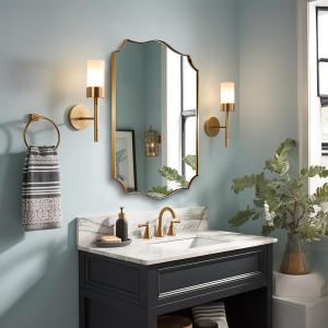 ANDY STAR Gold Vanity Mirror, 22x30 Inch Brushed Gold Mirror for Bathroom, Unique Rectangle Mirror in Rust-Proof Stainless Steel 1" Frame, Ideal for Bathroom, Powder Room, Mantel