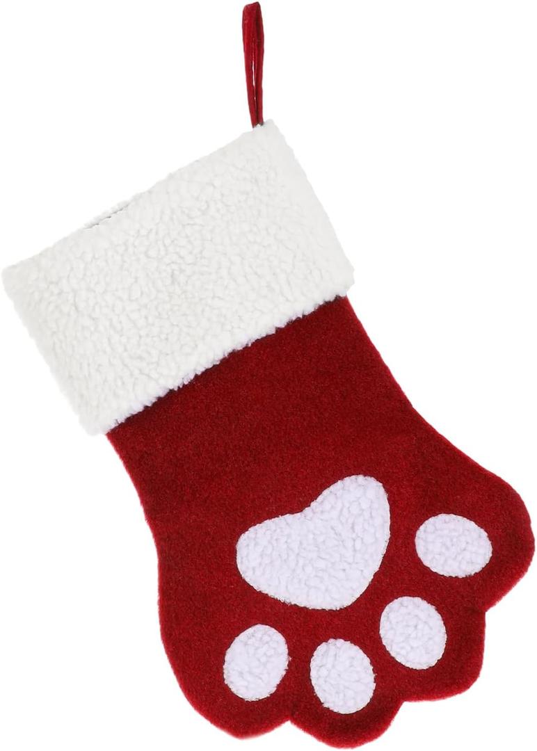 ElevateTech Personalized Christmas Stocking for Dogs Cats, Paw Shape Christmas Stockings Xmas Decorations for Hanging Holiday Party
