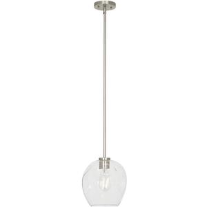 9" Modern Clear Glass Round Mini Pendant Ceiling Light, (Gradient Silver)
