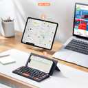 Doohoeek Universal Bluetooth Mini Keyboard, Wireless Compact Keyboard with Orange Navigation Keys & Any-Angle Stand for Android/iOS/Windows, Dual-Device Keypad for Phones/Galaxy Z Fold/iPad mini