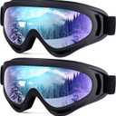 Dizywiee 2-Pack Kids Ski Goggles, Snowboard Goggles for Adult Youth Teens Boys & Girls, Winter Snow Sports Goggles (01.black Frame With Multicolor Lens  2)