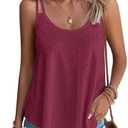 Eachrise Womens Tank Tops Summer Sleeveless Casual Spaghetti Strap Blouses Eyelet Embroidery Loose Fit Tunic Shirts.S