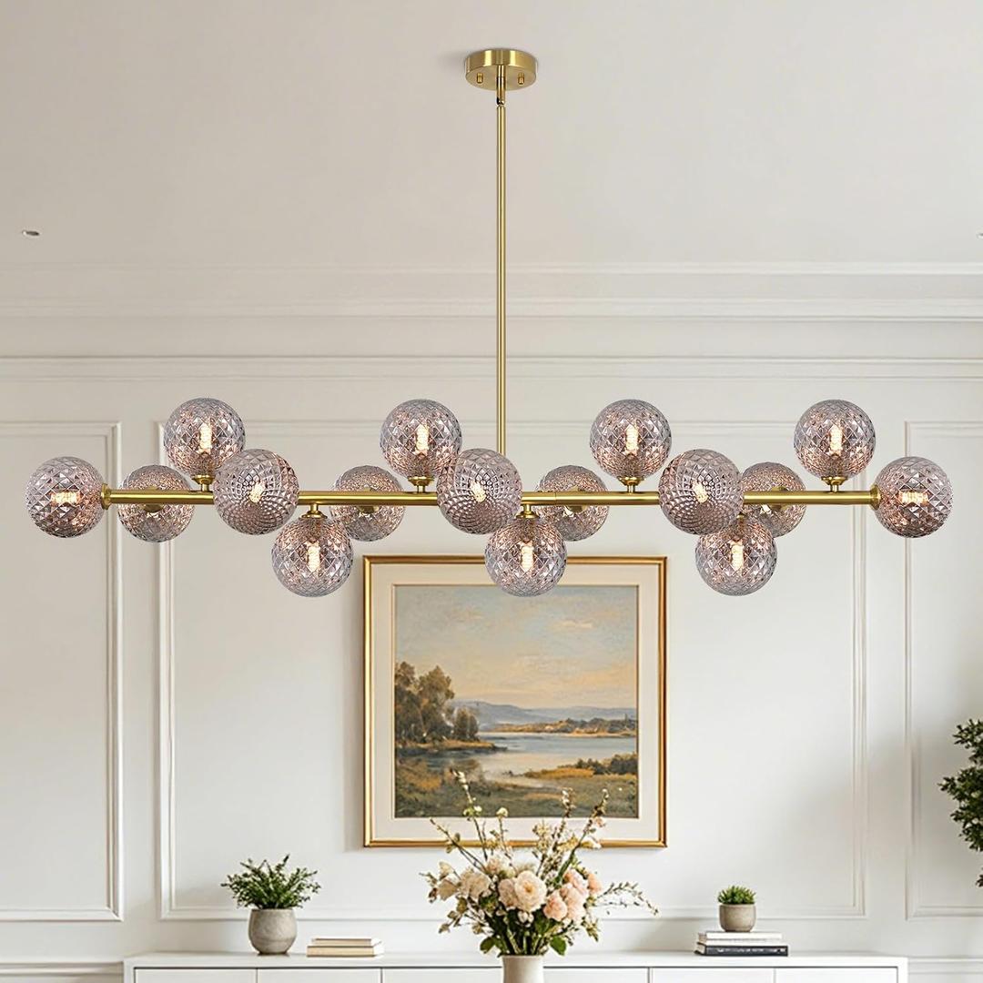 Chandeliers for Dining Room Linear Island Light Mid Century Light Fixture, 16-Light
