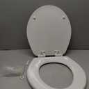 Mayfair Linden Slow Close Toilet Seat, Non Slip Heavy Duty Wood, Easy Install, Round, White
