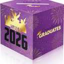 2 x 2026 Graduation Card Box Holder, Grad Congrat Decoration Box, Envelope Receiving Graduation Party Celebration Purple