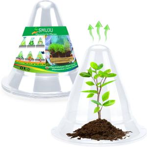 【10 Pieces】 Garden Cloches for Plants, Large Plant Covers Plant Protectors Transparent Bell Jar Cloches to Protect Plants from Birds, Slugs, Frost, Freeze Weather, 10.6" D x 9.5" H, Transparent