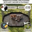 PJYuCien Dog Playpen with Bottom Pad - Metal Foldable Exercise Pen, 8 Panels 24" H x 24" W Indoor Outdoor Pet Fence Puppy Crate Kennel, Black