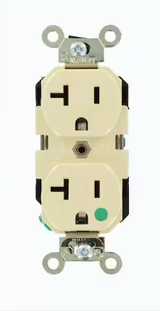 Leviton 20-Amp Duplex Hospital Grade Receptacle, 8300-HI, Ivory