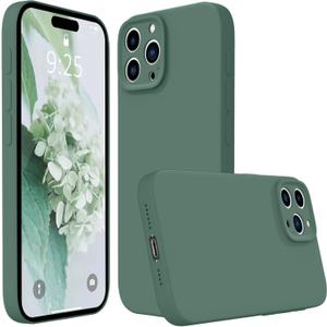 Compatible iPhone 16 Pro Max Case, Soft Liquid Silicone Full Body Protective Cover with Microfiber Lining, 6.9 inch (Pine Green)