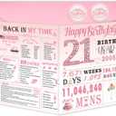 21st Birthday Card for Women Her, 21st Birthday Decoration, Sweet Funny 21 Year Old Birthday Gifts Idea, Greeting Cards for Daughter Friends Sister Niece Girls, Jumbo Back In 2005 Pink