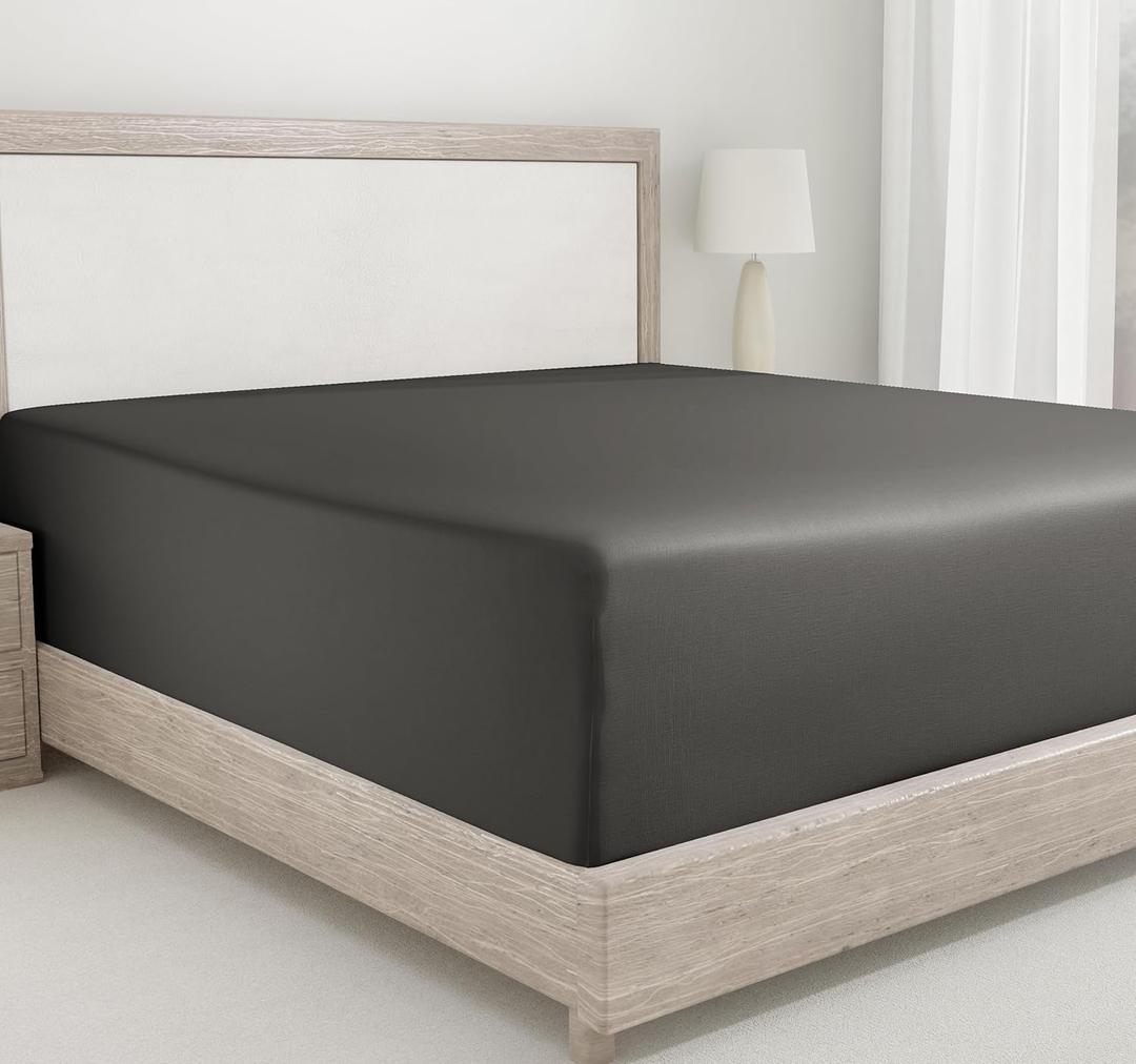 California Design Den Cotton Twin Fitted Sheet, Soft 400 Thread Count 100% Cotton, No Pop-Off Elastic, Deep Pocket Cooling Sheets, Durable Sateen Weave Bottom Sheet for Adults (Twin, Grey)
