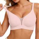 Womens Wireless Jelly Balconette Bra No Underwire Seamless Push Up Bras Mesh Sexy Deep V Everyday Tshirt Bra (XXL)