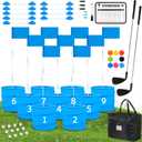 Golf Game Set with 2 Clubs,Practice Golf with 9 Buckets, Outdoor Golf Gift for Adults,Holes Golf Outdoor Game for Lawn,Yard,Camping,Park