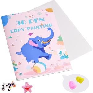 4 x Yungden 3D Printing Drawing Book, Reusable Colorful 40 Patterns 3D Pen Paper Template with a Tranparent Plate, Painting Graffiti Stencil for 3D Pen DIY Creation