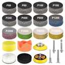 189 PCS 2 Inch Sanding Discs, GOH DODD Hook and Loop Sanding Pads 60 to 10000 Grit Wet Dry Sandpaper with 1/8" 1/4 Shank, Backing Pad, Polishing Pads and Interface Pad for Auto Metal Resin Wood