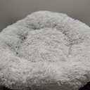 NOYAL Calming Dog Bed Donut Anti Anxiety Fluffy Dog Bed for Small Medium Dog and Cat, Large 27.5'', Light gray 
