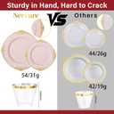 Nervure 175PCS Pink Plastic Plates - Disposable Pink Gold Party Plates & Pre Rolled Napkins with Cutlery for 25 Guests, 50Plates, 75Silverware, 25Cups, 25Napkin for Wedding & Party & Mothers Day