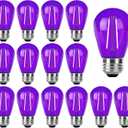 15 Pack Purple LED Bulb S14 Replacement Light Bulbs 2W Plastic Shatterproof Night Bulb E26 Base Purple String Lights Waterproof Vintage Bulb for Halloween Christmas Wedding Party Patio, Purple