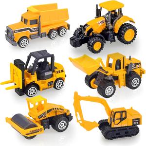 6 Pack Diecast Construction Vehicle Toys, Mini Model Excavator Construction Trucks Toy Set for Boys Age 3 4 5 6 7 Years Kids Toddlers Birthday Party Favors Christmas Gift & Goodie Bags Stuffers
