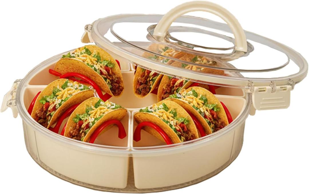 Taco Bar Serving Set with 1 Taco Box & 10 Taco Holders, Taco Tuesday Kit for Parties, Fiesta Night & Housewarming Gift Ideas