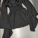 Womens Renaissance Victorian Peasant Ruffle Smocked Waist Boho Pirate Shirt Blouse Cosplay Costume, Size M