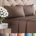 Queen Size 4 Piece Sheet Set - Comfy Breathable & Cooling Bed Sheets Set - Hotel Luxury Bedding for Women, Men, Kids, Teens, Boys & Girls - Deep Pockets, Ultra-Soft, Wrinkle Free - Oeko-Tex - Brown