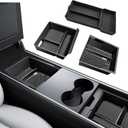 3 Piece Center Console Organizer Tray for Tesla Model 3 Highland 2024 2025 Model Y Juniper 2025 Armrest Storage Box Tesla Interior Accessories