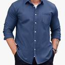 COOFANDY Men's Denim Shirt Long Sleeve Casual Button Down Shirts Western Work Shirt, L