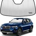 Windshield Sun Shade Compatible for 2018-2024 BMW X3 Silver Reflective Foldable Front Sun Visor Sunshade Protector with Storage Bag Keep Interior Cool