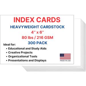 Index Cards, 4x6 Inches, Blank on Both Sides, White, 300 Count  Durable Cardstock for Note-Taking, Study, Flashcards  Great for Students, Teachers, and Professionals