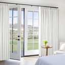 120 Inch 100% Blackout Linen Pleated Curtains 60 Inch Wide for Living Room Pinch Pleat Back Tab Black Out Drapes Memory Shape Heat Reducing Window Curtains for Bedroom 60x120 Beige White 1 Panel