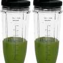 2 Packs Replacement 32OZ Cups With Spout Lids,950ML(32oz) Measuring Scale Cup Mug, FIT FOR ALL Nutri Ninja Pro and Nutri Ninja Auto IQ Series Blenders (2, 27)