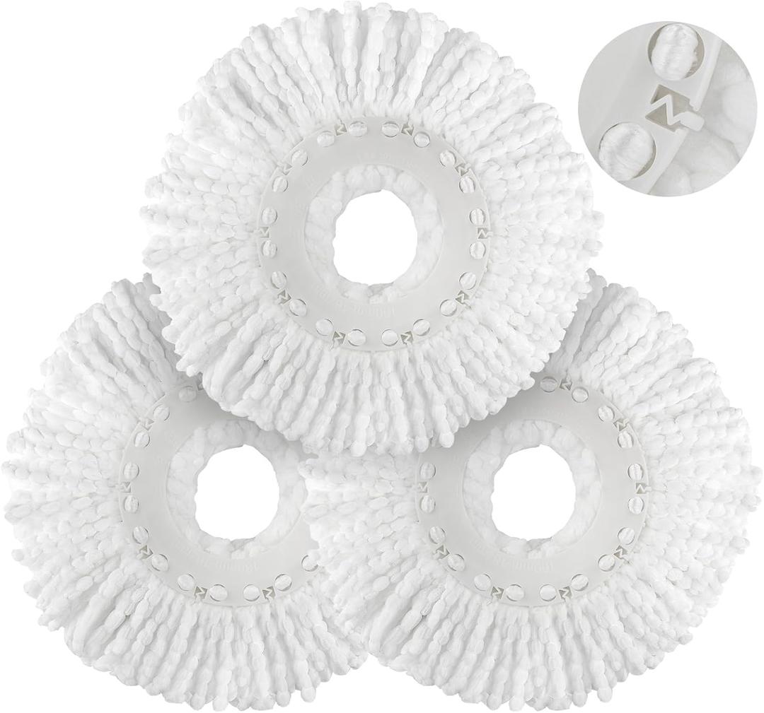 Spin Mop Replacement Head for Hurricane 360 Spin Mop Systems, Microfiber Spin Mop Head, Round Shape Standard Universal Size Magic Mop Refill, 3 Pack