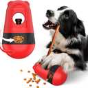 BABORUI 2 in 1 Dog Treat Toy, Bully Stick Holder & Interactive Treat Dispensing Toys to Keep Them Busy, Adjustable Dog Chew Bones Holder Puzzle Feeder for Puppy/Small/Medium/Large Dogs (Red)