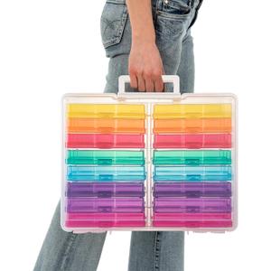 CraftGenes Photo Storage Box, Colorful 16 inner 4''6'' Craft Organizers and Storage with Handle for Photos, Pictures, Craft, Sewing Supplies, Card Organizer&Sticker Storage