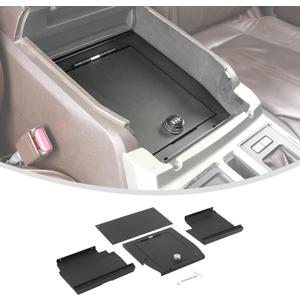 Linskip Console Safe Storage Compatible with 2015-2020 Ford F150, for 2017-2022 F250 F350 F450 F550 Security Console Insert, Console Safe for F150 Accessories(Black)