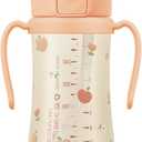 GROSMIMI Flip Top Spill Proof Sippy Cup, PPSU, BPA Free, 10 oz, Stage 2 Straw for Toddlers (Peach flower)