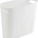 rejomiik Small Trash Can, 3.5 Gallon Slim Garbage Can Plastic Waste Basket with Handles Container Bin for Narrow Spaces Bathroom, Bedroom, Kitchen, Office at Home, White