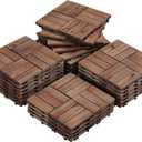 Yaheetech 27PCS Wooden Decking Tiles 12 x 12in Hardwood Interlocking Patio Deck Tiles Composite Balcony Floor Covering for Platform Patio Garden Pathway 1 sq. ft, Brown