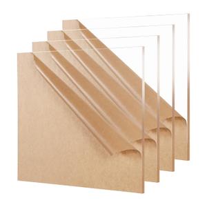 KAITELA 4 Pack Clear Acrylic Sheet 1/4" Thick (6mm), 12" x 12" Cast Plexiglass Square Plastic Board for Craft Project, Sign, Display Case, Laser Cutting, Engraving, Home Decor