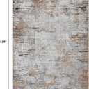 DMOYEST Area Rug Living Room Rugs - 8x10 Large Soft Indoor Neutral Modern Abstract Low Pile Washable Rug Carpet for Bedroom Dining Room Farmhouse Home Office - Grey Rust