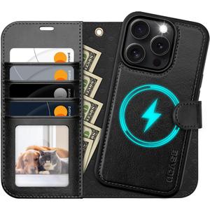 OCASE for iPhone 16 Pro Max Case Detachable Wallet Case with Card Holder, 2 in 1 Pu Leather Flip Folio with RFID Blocking Stand Wrist Strap Shockproof Phone Cover 6.9 Inch 2024, Black (iPhone 16 Pro Max, Black)