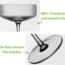 Qipecedm 4 Pcs Ribbed Coupe Glasses, 10 oz Vintage Coupe Glass Set, Unique Martini Glass, Classic Cocktail Galssware, Bar Drinking Glasses Set Pefect for Cocktail, Wine, Champagne & Gift