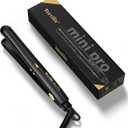 Terviiix Mini Flat Iron for Short Hair Temperature Adjustable, 1/2 Inch Mini Small Portable Ceramic Travel Hair Straightener for Men, Black