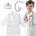 Kids' Doctor Lab Coat Costume with Accessories Role Play for Boys Girls Playset Nurse Costume, Size 3-4Y