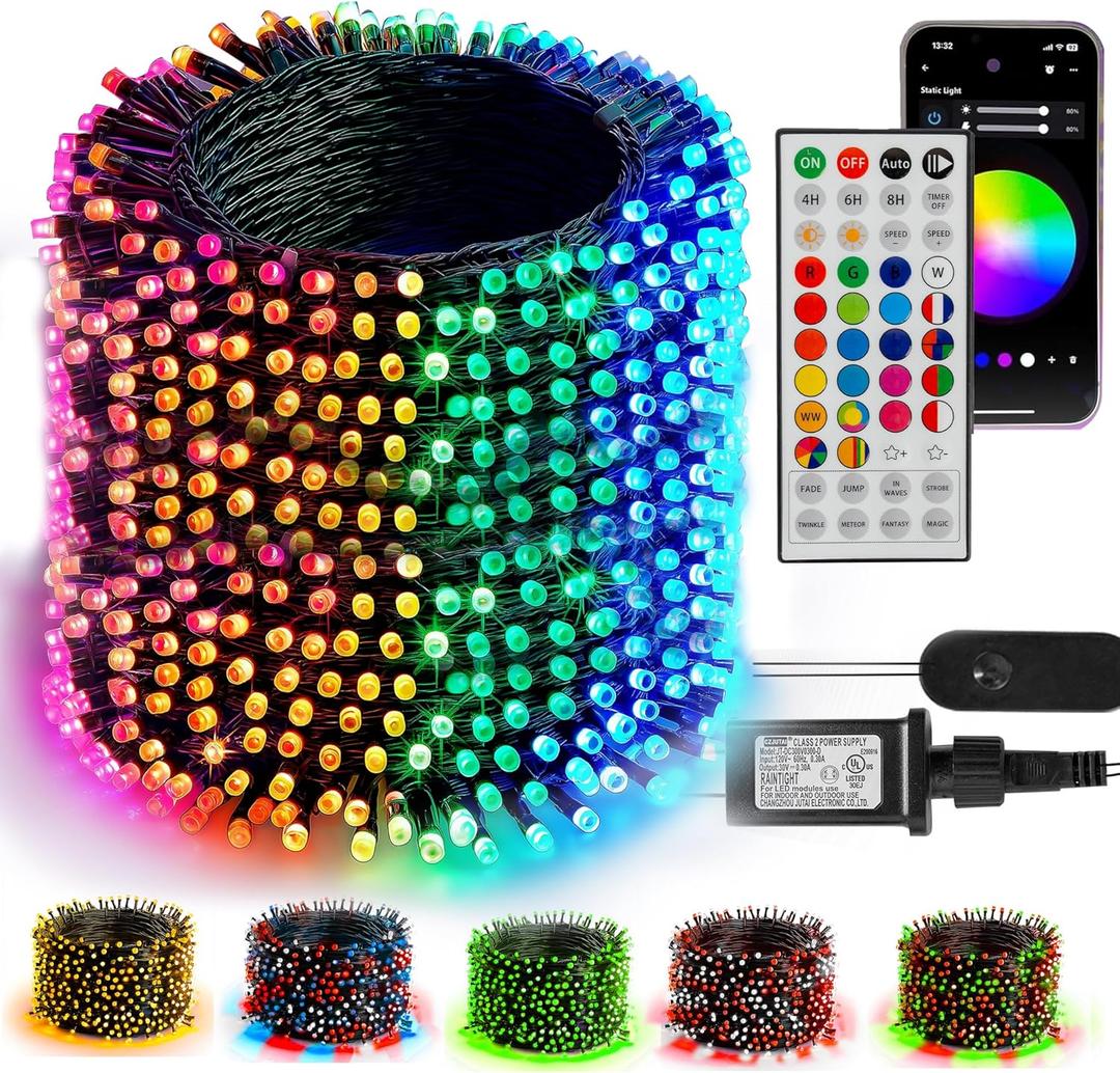 TW SHINE Smart Color Changing Christmas Lights Outdoor, 328FT 1000 LED RGB Halloween String Lights with Remote & App Control & Timer Waterproof for Indoor Holiday Xmas Tree Wedding Decorations