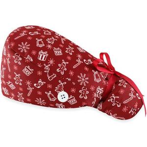 Adjustable Work Cap, Satin Lining, Forehead Sweat-Absorbing Cotton, Good Elasticity, with Buttons and Ties, Suitable for Various Occasions Multicolor